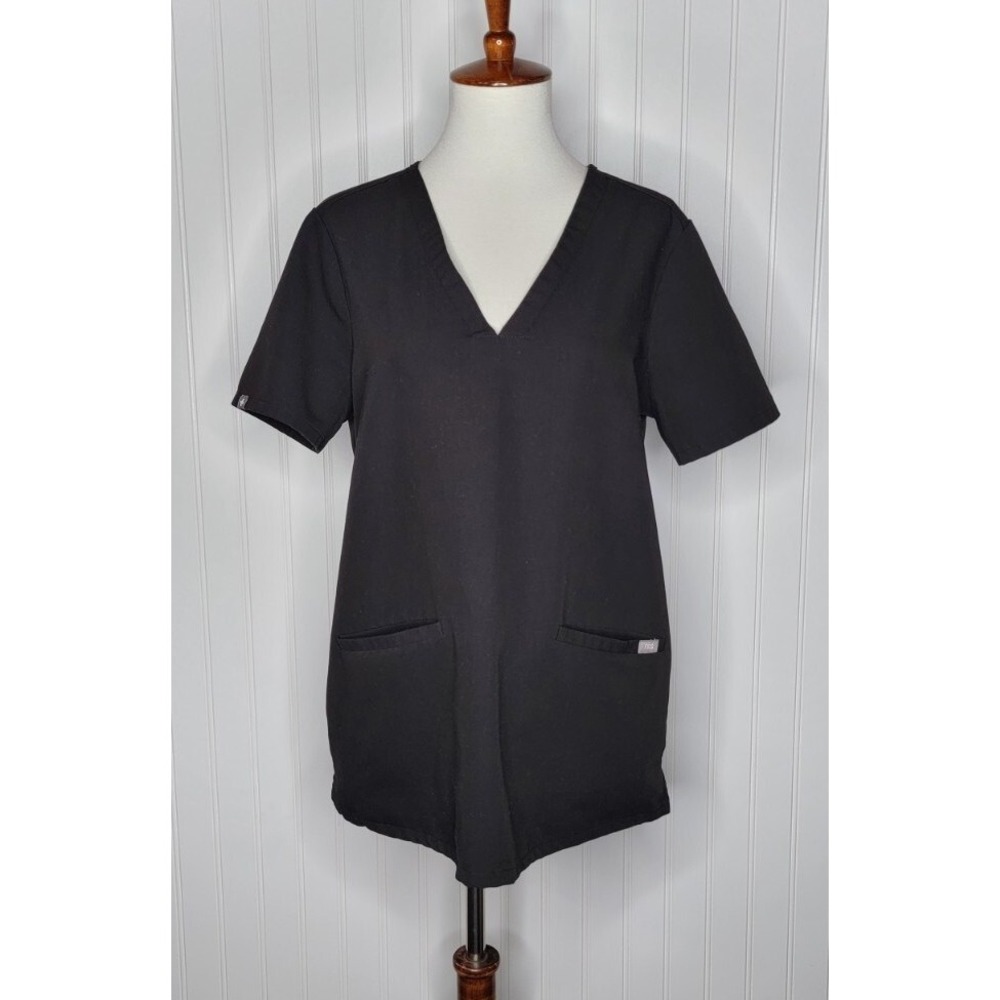 FIGS Technical Collection Scrub Top Women's Size Medium Black w/ Pockets